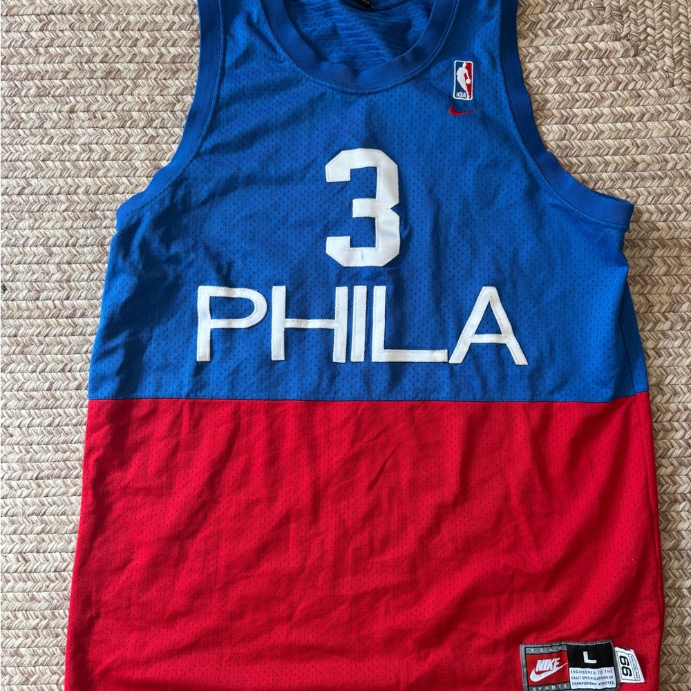 Nike Throwback Allen Iverson 76ers Blue and Red PHILA Basketball Jersey